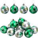 12 PCS St. Patrick's Hanging Balls-2 Inch St. Patrick's Shamrock Tree Ornament Ball-Good Luck Clover Hanging Ball for Irish Festival Party Home Decor