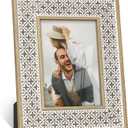 Picture Frame Boho Picture Frames, Moroccan Decor Distressed 8x10 Photo Frame Pattern for Desk and Wall Gift for Women Mom Grandma Family Friends