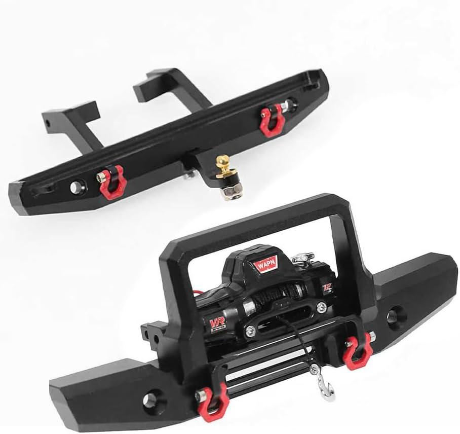 GLOBACT Metal Bumper Set with Winch for TRX4M Defender 1/18 RC Crawler Upgrade Parts