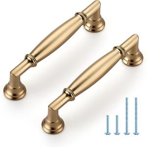 HOME EDIT 10 Pack 3-1/2 Inch Champagne Bronze Cabinet Handles Solid Zinc Alloy Pulls for Kitchen, Dresser, Closet & Bathroom Cabinets Hardware