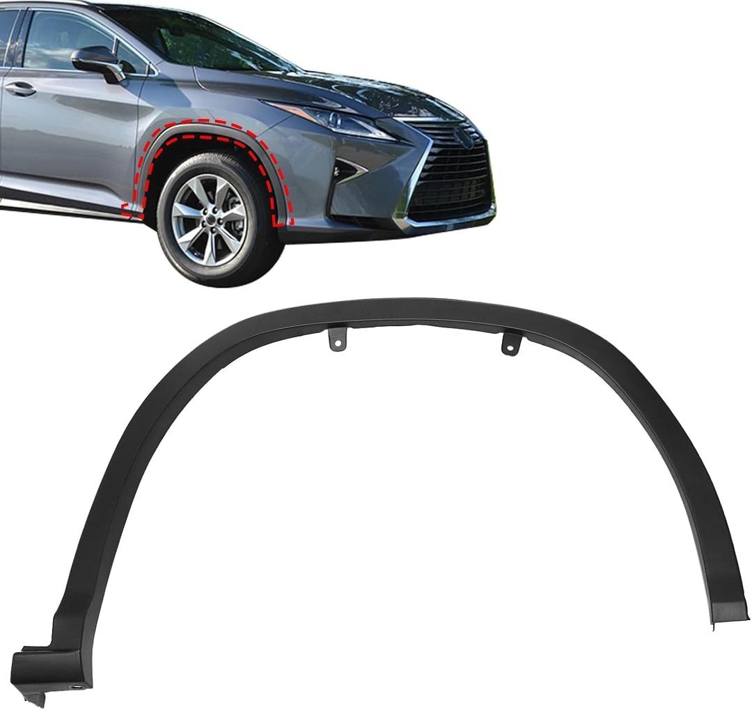 SecosAutoparts Front Passenger Side Fender Trim Molding Compatible with Lexus RX350 RX450h 2016-2019 Replacement # 756010E080 LX1291100 - Wheel Arch Molding