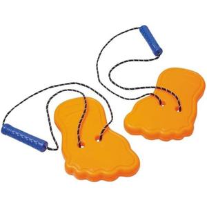Fun Express 8 3/4" Bright Orange Giant Plastic Feet Stilts with Cording - 4 Pieces