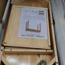 Solid Wooden Desk with Drawers - 32 x 16 Inch Narrow Desks, Rubberwood Mid Century Modern Desks, Small Writing Desk for Bedroom|Small Spaces - Walnut Color