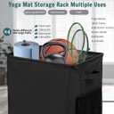Yoga Mat Storage Racks, Home Gym Storage Rack with Wheels, Yoga Mat Holder Side 2 Mesh Pockets, Yoga Storage Basket Holds 4 Yoga Mats, 2 Foam Rollers, 6 Resistance Bands (Black)