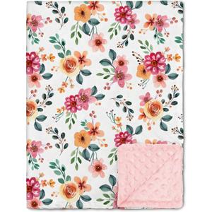 Nialnant Floral Baby Blankets for Girls, Super Soft Plush Baby Girl Blanket, Double Layer Dotted Backing Toddler Blanket, Machine Washable Newborn Blankets Nursery Decor (Flower)