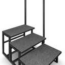 3-Step RV Step Stool with Handrail, Wider Steps with Anti-Slip Mat & Base Support, Mobility Aid Ladder for Senior, High RV, Hot Tub, Porch