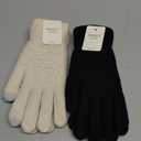 Women's Winter Warm Touch Screen Gloves Womens Thermal Cable Knit Wool Fleece Lined Glove for Cold Weather (Black+Beige)