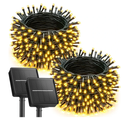 2 Pack Solar String Lights Outdoor Waterproof,  Solar Lights Outdoor with 8 Modes, Outdoor Light Solar Powered for Patio Yard Tree Garden Party Decorations, Warm White