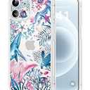 Dibrell for iPhone 12 Case, [Full Camera Protection] [Not Yellowing] [Military-Grade Drop Protection] Cute Clear Slim Shockproof Protective Phone Cover for Women Girls 6.1", Undersea Song/ Blue