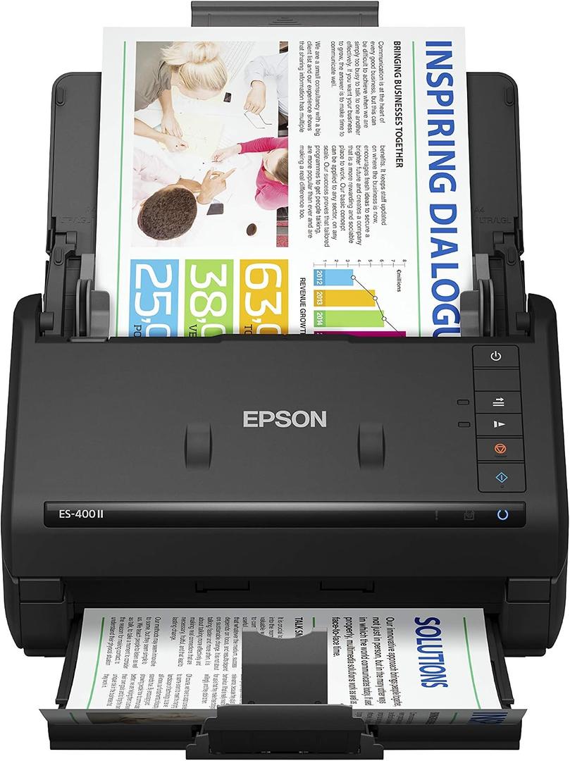 Epson Workforce ES-400 II High-Speed Color Duplex Desktop Document Scanner
For Computers including PC and Mac with Auto Document Feeder and Image Adjustment Tools