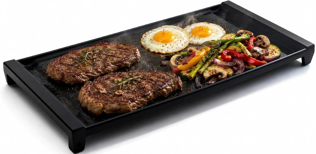 Upgraded Cast Iron Griddle for GE Gas Stove, WB31X24738 Stove Top Griddle Replacement Parts, Compatible with GE JGSS66SEL3SS JGB700SEJ4SS Gas Range, Nonstick Flat Top Grill Pan for Cooking