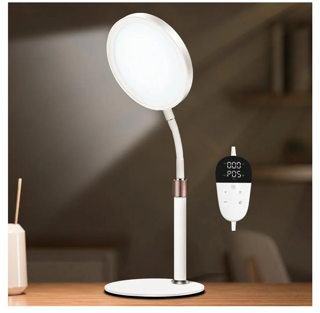 Light Therapy Lamp, UV-Free 10000 Lux Therapy Light with 3 Color Temperature Modes & Adjustable Brightness & Timer, Happy Therapy Lamp for Lift Mood, White