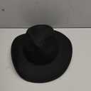Women & Men Felt Western Cowboy Hat Classic Roll Up Brim Belt Buckle Cowgirl Fedora (M) (Black)
