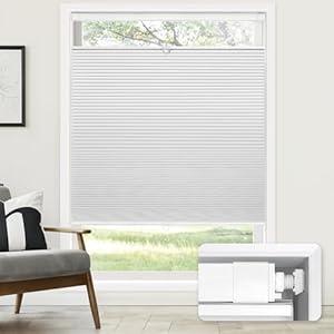 LazBlinds No Tools No Drill Cordless Cellular Shades, Top Down Bottom Up (TDBU) Honeycomb Shades for Home, Blackout Light Blocking Thermal Insulation Blinds for Windows, 38" W x 64" H, White