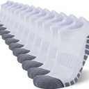 COOVAN 12 Pack Mens Ankle Socks Athletic Running Cushioned Breathable Low Cut Sports Workout Socks (Small-Medium, White)