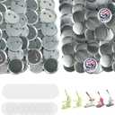 200 Sets Button Supplies, 58mm / 2.28 inch - Metal Blank Button Parts with Blank Paper for Pin Badge Maker Machine