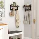Evermagin 29" Coat Rack Wall Mount with Shelf, 4 in 1 Coat and Key Hanger with 11 Metal Hooks, Entryway Wall Mounted Shelf with Mail Holder for Living Room, Bedroom, Rustic Brown