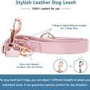Soft Leather Dog Collar and Leash (6.6') Set - Stylish Rose Gold Heavy Duty Metal Buckle, 4 Adjustable Lengths Leash for Small Medium Large Dogs - Comfortable & Easy to Clean Pink XS(8"-12")