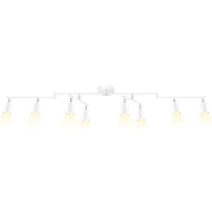 BoostArea LED 8 Light Track Lighting Kit, White 8 Way Ceiling Spot Lighting, Flexibly Rotatable Light Head for Kitchen, Living Room, Bedroom, GU10 Bulb Not Included
