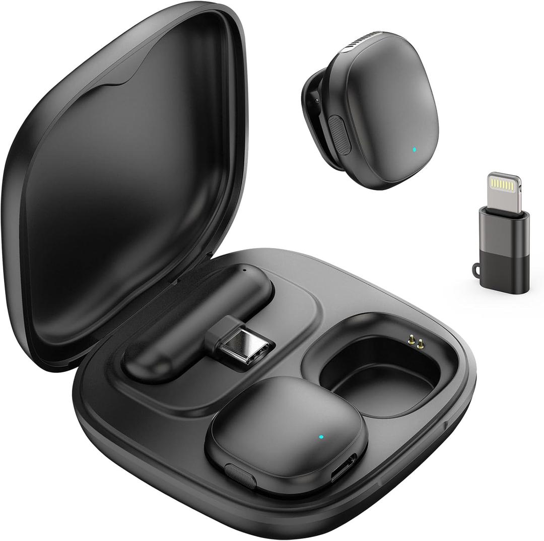 Wireless Microphone for iPhone 17 16 15 - Ai Noise Cancelling Mini Microphone USB C for Android Phone, Lavalier Mic with 35H Charging Case for Video Recording Vlogging YouTube Tiktok