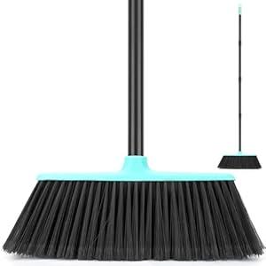 KeFanta Outdoor/ Indoor Broom for Floors, 53" Long Handle Angle Broom for Sweeping Indoor Concrete Courtyard Garage Patio Home Kitchen Office Lobby