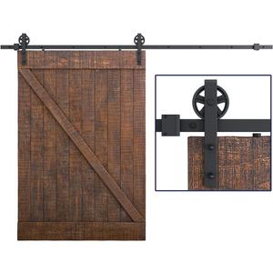 SMARTSTANDARD 12 Feet Heavy Duty Sliding Barn Hardware Kit, 4FT - 18FT, Black, Smoothly and Quietly, Simple and Easy to Install, Fit 72" Wide Door Panel (Industrial Bigwheel Hangers)