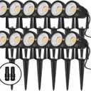 Low Voltage Landscape Lights Outdoor: 7W 700LM LED Landscape Lighting with Connectors for Tree Garden Yard Pathway | 12V 24V Warm White 2700K Spotlights | IP65 Waterproof | 12 Pack