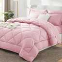 CozyLux Oversized King Comforter Set Pink, 7 Pieces Bed in a Bag Comforter Set with Sheets Luxury Bed Set for All Seasons, Bedding Set with Down Alternative Comforter, Sheets, Pillowcases & Shams