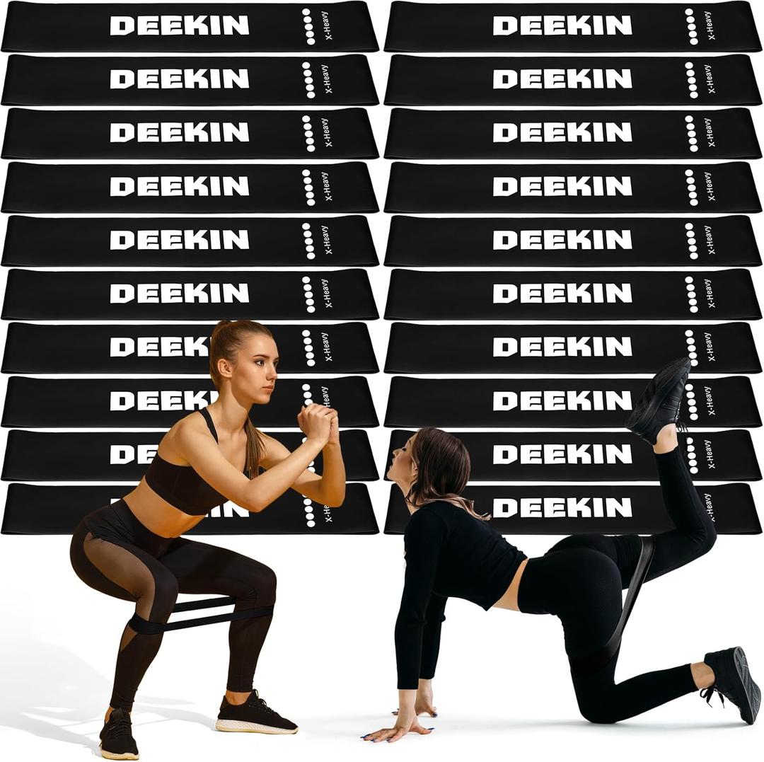 Deekin 20 Pcs Resistance Bands Resistance Loop Exercise Bands Exercise Equipment Elastic Drap Ring for Women and Men Home Fitness, Gym, Yoga (40-50 lbs, Black)