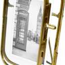Isaac Jacobs 2x3 Vintage Style, Round-Edged Brass & Glass Metal Floating Picture Frame with Locket Closure (Vertical), Made for Tabletop Display (2x3 Vertical, Antique Gold)