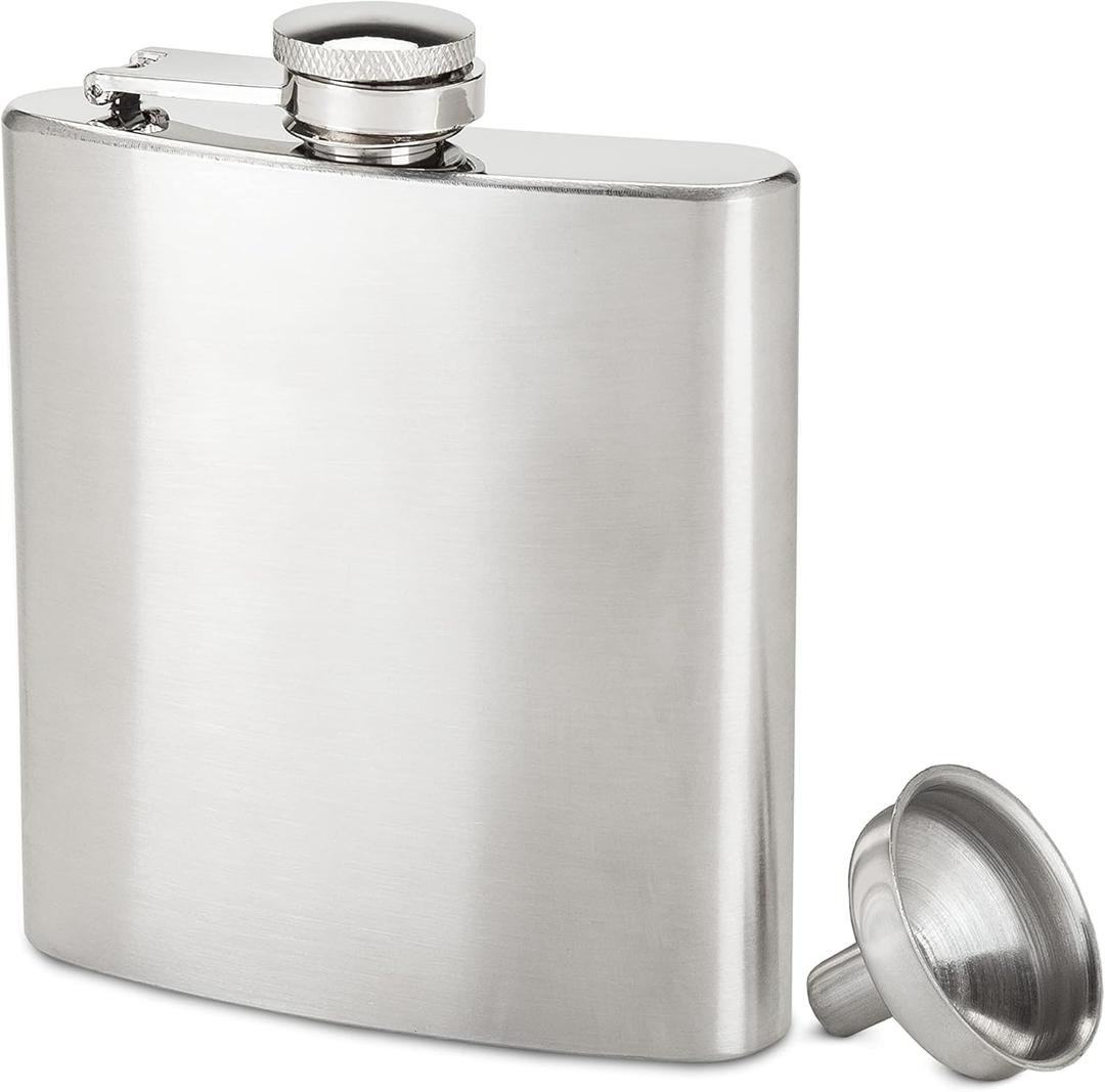 True Stainless Steel Metal Flask for Men and Women, Drinking Flasks for Vodka Whiskey Tequila Rum Cocktails, Travel, Backpacking, 6 oz Set of 1 Silver