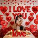 2 x 67PCS Valentines Day Party Decorations -16inch I Love You Balloons and 18inch Heart Balloons & Red Glitter Heart Garland for Wedding, Anniversary, Proposal, Romantic Decor