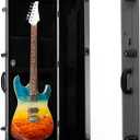 Electric Guitar Case Hard, Fits Fender Strat, Tele, and Standard Guitars, Portable 4-Layer Protection Hardshell with Comfort Handle, Secure Metal Lock (Dark Grey)