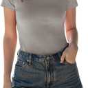 BAMBOO COOL Women's Skin-Tight Soft T-Shirts Short Sleeve Slim Fit Tops for Women Cute Basic Tees (X-Large, Grey)