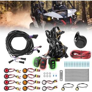 Blogole Pre-wired UTV ATV Turn Signal Kit with Horn, Universal Street Legal Kit with 3 Rocker Switch, Hazard Lights, Plug and Play Blinker Kit Compatible with Polaris Ranger, RZR, SXS, Can-Am, CFMOTO