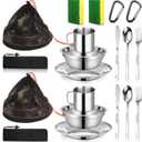 Scout Camping Mess Kit for Person 18/8 Stainless Steel Utensils Camping Dinnerware Kit Boy Scout Dishes Set Girl Scout Mess Kit with Mesh Bag Camping Cutlery Set for Travel Trip School Camp