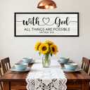 With God All Things are Possible Inspirational Framed Wall Art, 40''15'' Positive Religious Rustic Bible Verse for Christian God Jesus Christ Prayer, Horizontal Holy Catholic Scripture Decor Black
