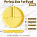Divided Plates for Adults (8 Packs), Unbreakable Portion Control Plate Sectioned with Dividers, 9 Inch Plastic Food Separator Dinner Plates Lightweight Compartment BPA Free Reusable Microwave Safe