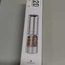 CIRCLE JOY Electric Pepper Grinder Stainless Steel Rechargeable Pepper Mill with External Adjustable Coarseness, 95ml Container and White LED Light, Silver