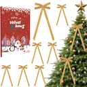 12 Pcs Khaki Velvet Bows for Christmas Tree, Rustic Crafts Velvet Ribbon for Wreath, Xmas Home Decor, Wedding, Outdoor & Indoor Holiday Ornaments, Pre-Formed Bows (7.817.7 Inch)