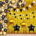 KatchOn, Black and Gold Party Decorations Set - Huge, Pack of 89 | Black and Gold Balloon Arch Kit with Gold Fringe Curtain Backdrop | Graduation Decorations 2025, Black and Gold Birthday Decorations