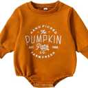 Ayalinggo Toddler Infant Baby Girl Boy Halloween Outfit Pumpkin Sweatshirt Oversized Onesie Bubble Romper Sweater Clothes (Orange)