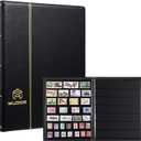 MUDOR Stamp Collecting Album, 7 Rows Pockets Stamp Book for Collectors, 10 Sheets Stamp Stockbook