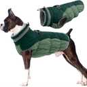 Lelepet Warm Dog Winter Coat Dog Coats for Large Dogs Waterproof Dogs Jacket with Harness Built in Reflective Cold Weather Coats Zip-Up Winter Fleece Vest Snowsuit Boston Terrier Teal Green L