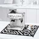 Coffee Mat for Breville - Coffee Station Espresso Machine Matt Coffee Pot Dish Drying Pad for Counter Organizer, 23.6"15.7" Extra Large Under Coffee Maker Bar Accessories, Anti-slip (Black and White)