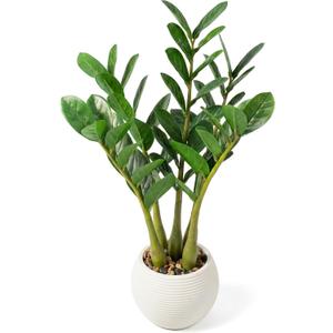 TentoWhan2Packs Faux Plants Indoor 18.9" Artificial ZZ Plants in White Pot Fake Potted Zamioculcas Silk Faux Plants for Home Table Decor Bedroom Aesthetic