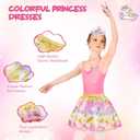 Princess Dress Up for Girls, Dress Up Clothes for Girl with Princess Shoes, Toddler Girls Boutique, Pretend Play Gifts for Little Girl Aged 3-6 Years Old (Pink)