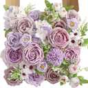 Artificial Flowers, Light Purple Flowers for DIY Wedding Bridal Bouquets, Fake Cake Flowers for Centerpieces,Baby Shower, Table Arrangement, Home Party Decorations