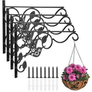 Vumdua Hanging Plants Bracket, 4 Pack 12 inch Wall Planter Hook with Iron Screws Included, Decorative Plant Hanger for Bird Feeders, Wind Chimes Indoor, Lantern, Flower Pot,Outdoor Indoor Patio Decor