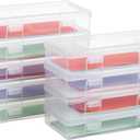 novelinks Plastic Small Storage Bins with Lids for Organizing, Mini Clear Storage Containers and Stackable Storage Box Organizer for Pencil Boxes, Task Boxes, Crayon Boxes (9 Pack Medium)
